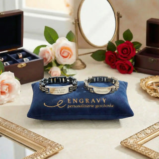 Biker-Armband mit Gravur – Edelstahl in Silber & Schwarz - Armbänder mit Gravur | Engravy