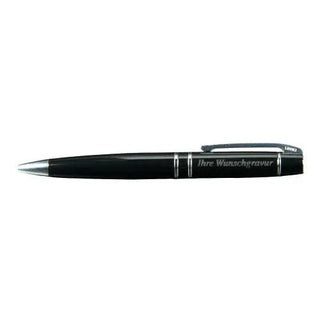 Dieser Engravy-Stift, erhältlich in Silber, Weiß oder elegantem Schwarz mit silbernen Akzenten, bietet unvergleichlichen Schreibkomfort. Er verfügt über einen eingravierten Text an der Seite, eine glänzende Metallspitze und einen Kappenclip zur einfachen Befestigung, was ihn zu einem wirklich individuellen Accessoire macht.