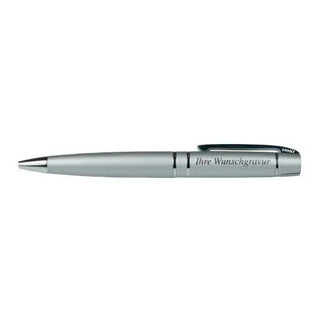 Der Kugelschreiber mit Gravur von Engravy in Silber verfügt über die seitliche Gravur „Ihre Wunschgravur“, ein glänzendes Metallic-Finish und einen Kappenclip, was ihn zu einem individuellen Accessoire macht, das Eleganz mit Schreibkomfort verbindet. Erhältlich in Silber, Weiß oder Schwarz.