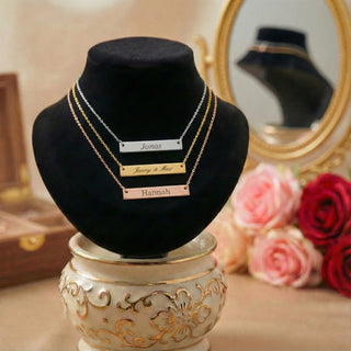 Halskette mit Gravur – Horizontaler Anhänger aus Edelstahl - Halsketten mit Gravur | Engravy